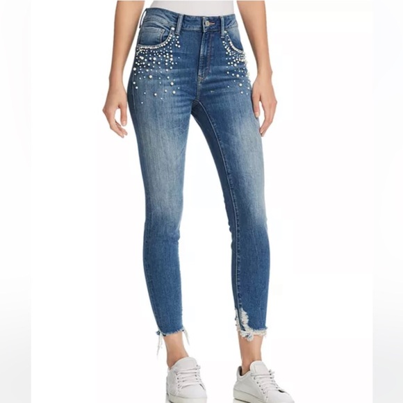 Mavi Tess Embellished High Rise Skinny Jeans in Indigo Pearl Size 29 EUC - Picture 1 of 12